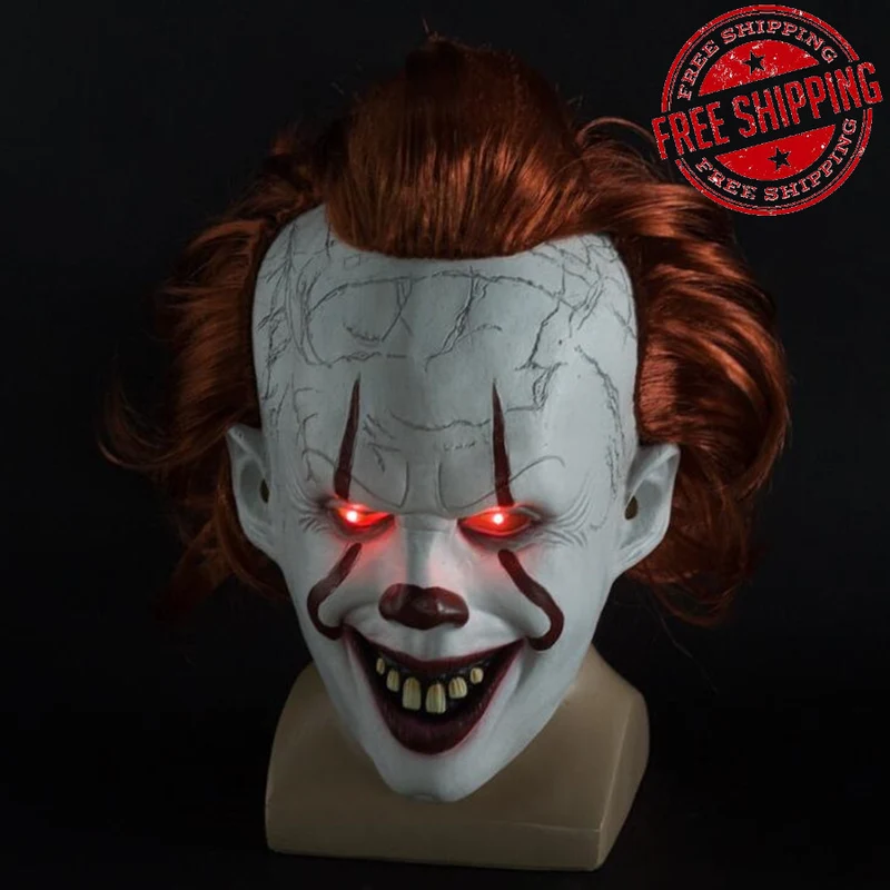 Halloween Pennywise Horror Clown Maske LED Vollmaske Cosplay