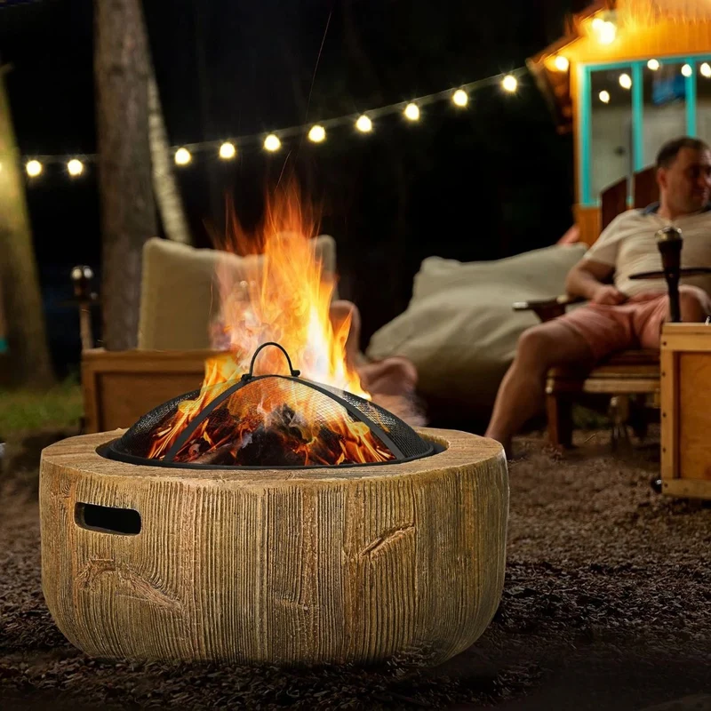 Feuerschale Feuerstelle Deckel Feuerkorb Schürhaken für Camping