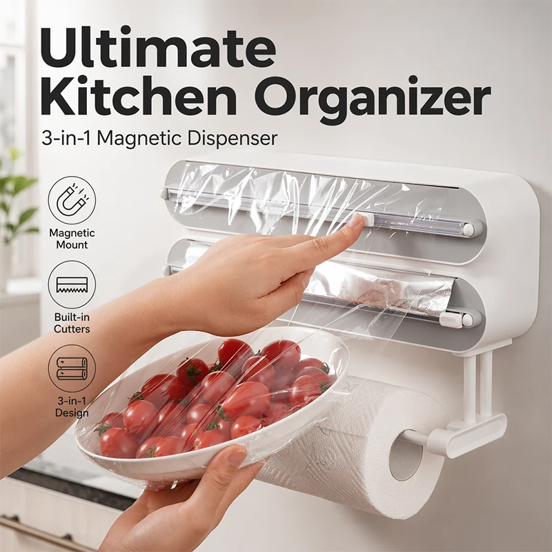 🔥 Heute -50 %! 🔪 2-in-1 Magnetischer Folienschneider & Küchenrollenhalter