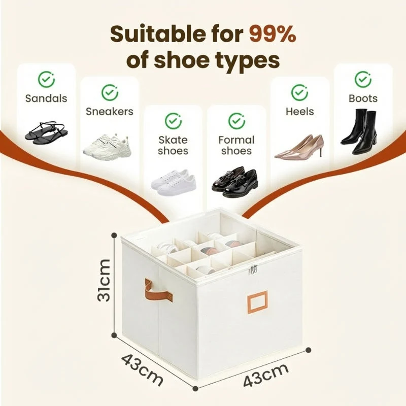 ⏰🔥 50 % RABATT FÜR BEGRENZTE ZEIT! 👟 Schuh-Aufbewahrungsbox aus Stoff: zusammenklappbar, geräumig, staubdicht und atmungsaktiv – ideal für Kleiderschränke und Schlafzimmer 🧺✨