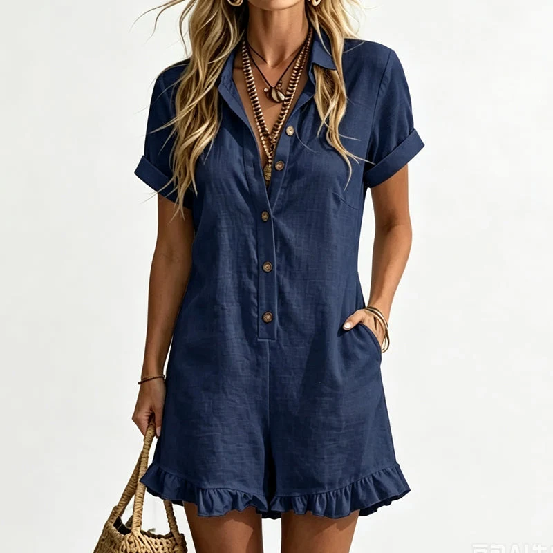 🌿👗 ZEITLICH BEGRENZT 50% RABATT! 🌸 Damen-Kurzarm-Overall – Weiches, atmungsaktives Gewebe & lockere Passform – Ihr Lieblingsstück für sonnige Tage.