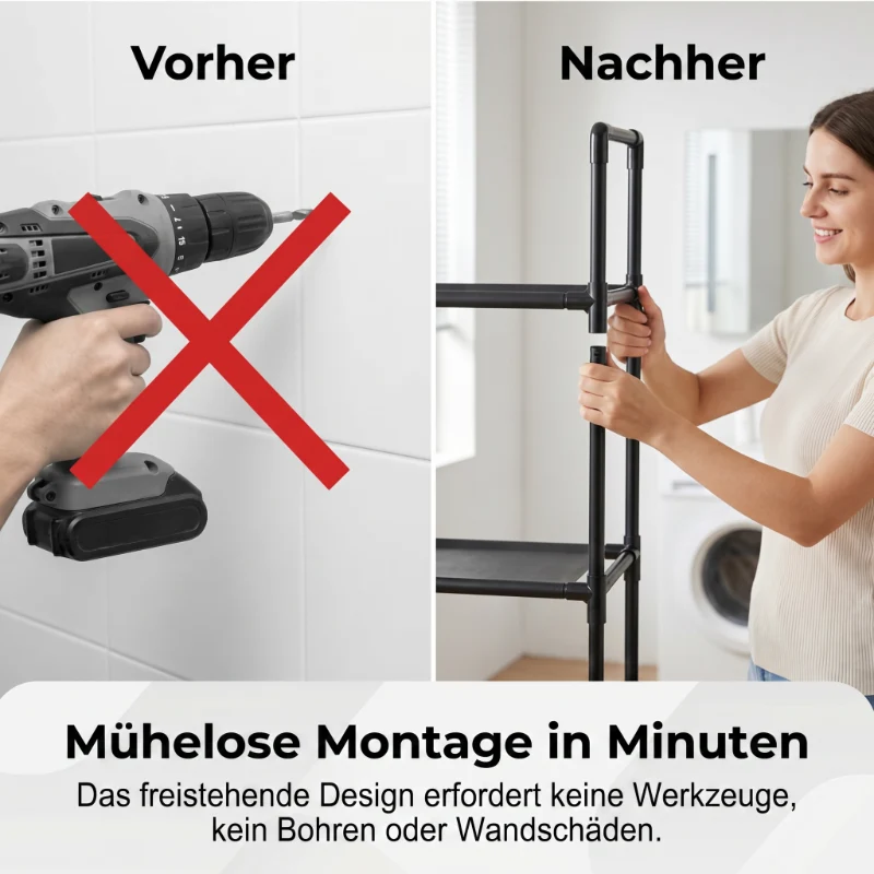 🏠✨ 50% RABATT! Praktisches Aufbewahrungsregal für Bad & Waschküche – Kein Bohren erforderlich – Selbstklebend & robust 🛠️