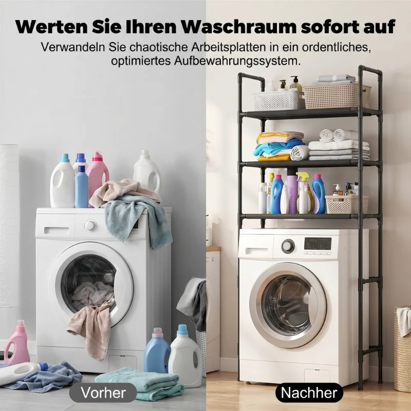 🏠✨ 50% RABATT! Praktisches Aufbewahrungsregal für Bad & Waschküche – Kein Bohren erforderlich – Selbstklebend & robust 🛠️
