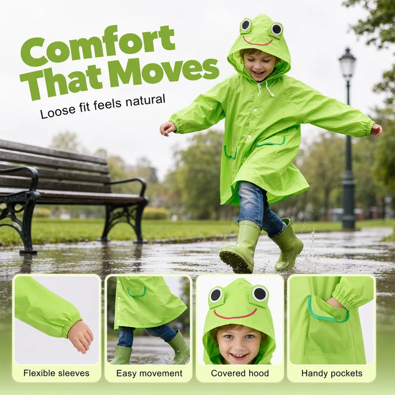 🌧️ 50% RABATT! 🧒 Wasserdichter Kinder-Regenponcho mit Kapuze – Leicht, knitterfrei & leicht anziehbar – Ideal für Regenwetter, Ausflüge oder den täglichen Schulweg – bunt und wetterfest 🌈✨