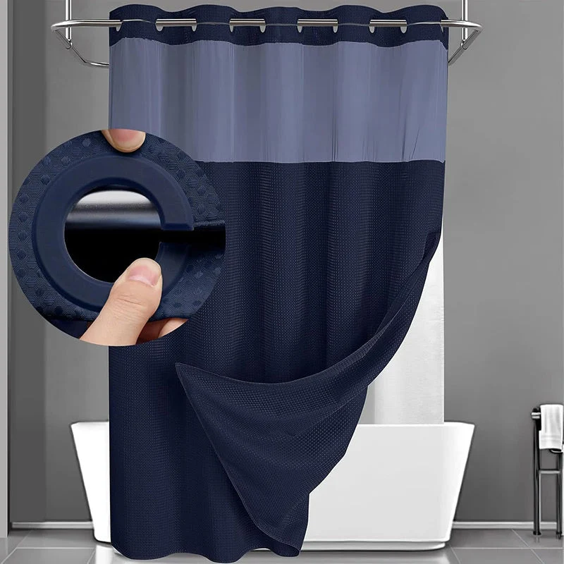 ⏰ 50 % RABATT – Nur für kurze Zeit ✨Badezimmer Duschvorhang mit Waffelmuster 🛁 Wasserabweisend & Einfach zu Montieren