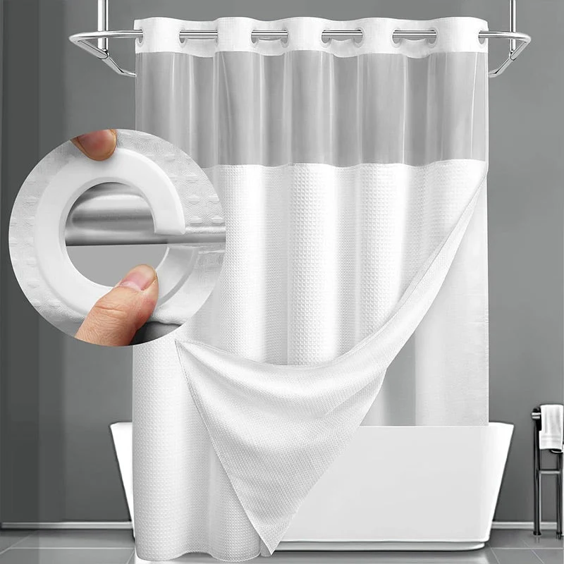 ⏰ 50 % RABATT – Nur für kurze Zeit ✨Badezimmer Duschvorhang mit Waffelmuster 🛁 Wasserabweisend & Einfach zu Montieren
