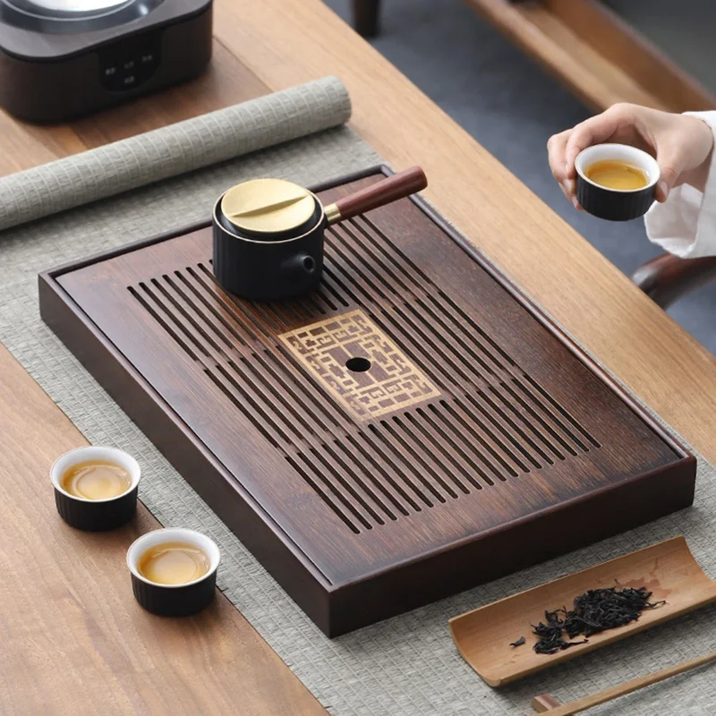 Skanto | Chinesisches Teetablett mit Wasserauffangbox, langlebig, einfache Entwässerung, Serviertablett für Teehaus, Zuhause, Büro
