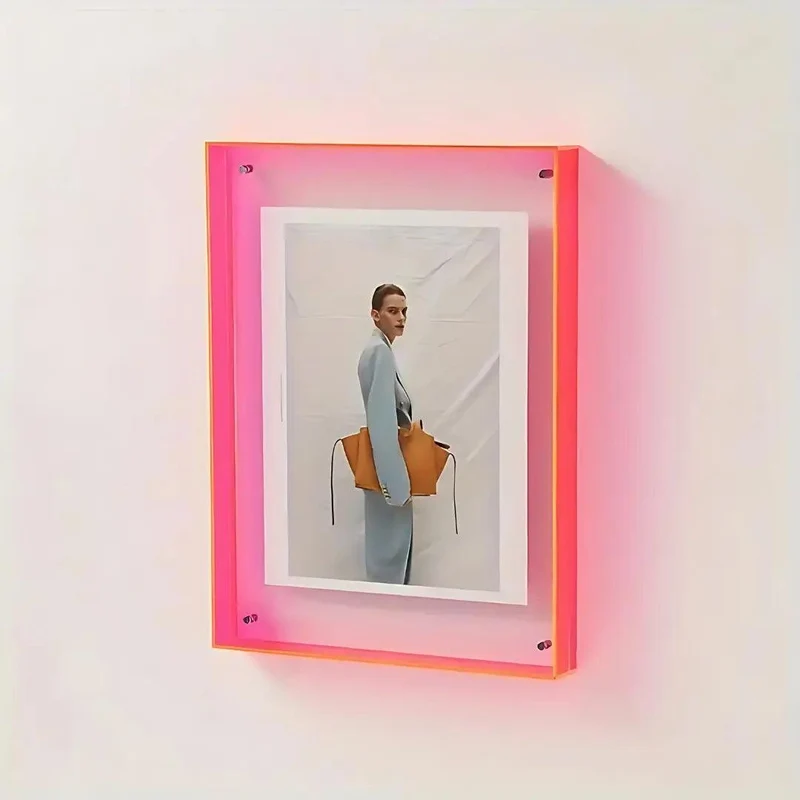 Skanto | Neon Transparenter Bilderrahmen – Minimalistischer Acryl-Fotorahmen für moderne Dekoration
