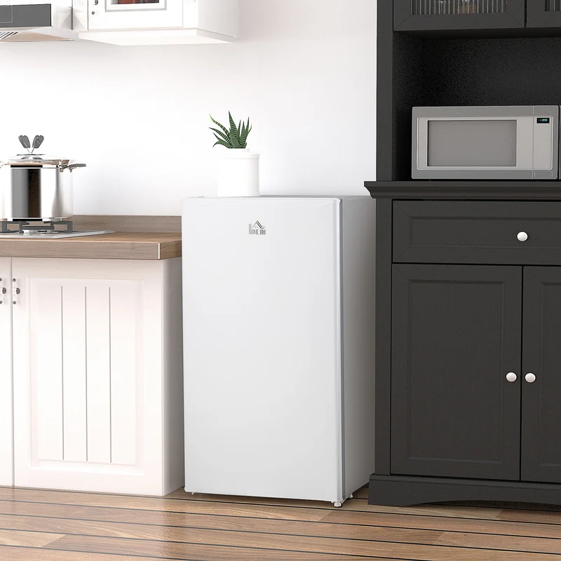 91L Freestanding Small Fridge Freezer with Chiller Box, Adjustable Thermostat, White