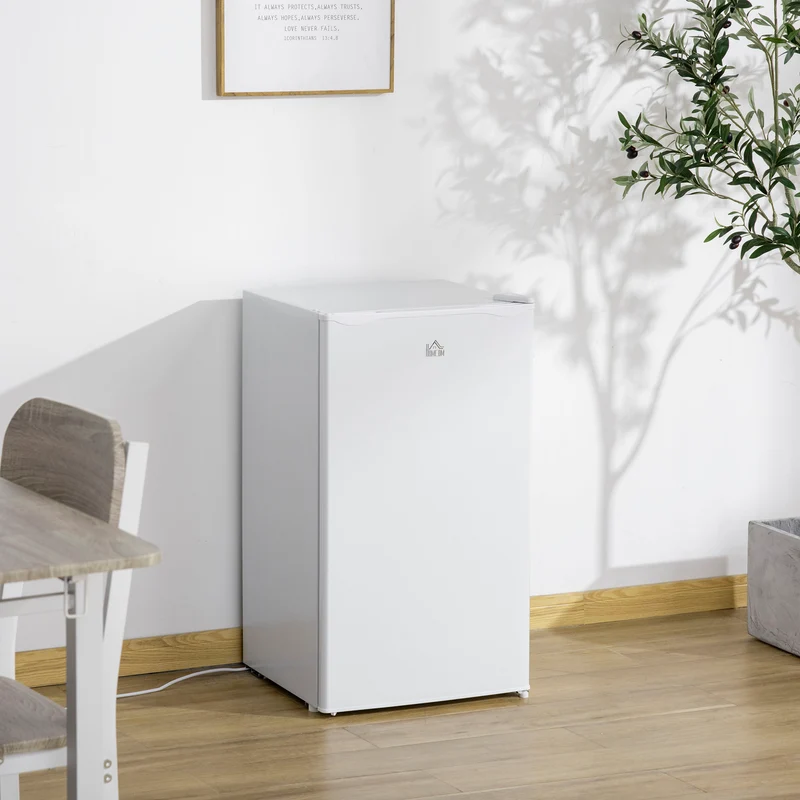 91L Freestanding Small Fridge Freezer with Chiller Box, Adjustable Thermostat, White