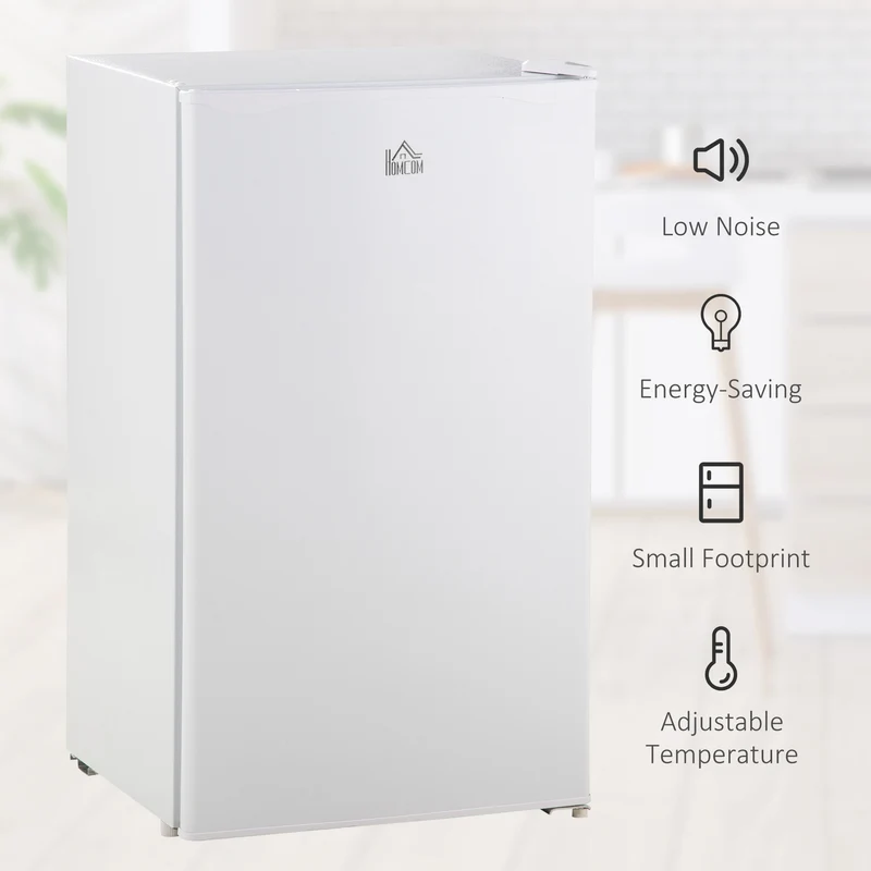 91L Freestanding Small Fridge Freezer with Chiller Box, Adjustable Thermostat, White
