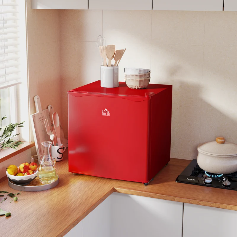 1.1 Cu Ft Countertop Mini Freezer, Compact Upright with Removable Shelves, Red