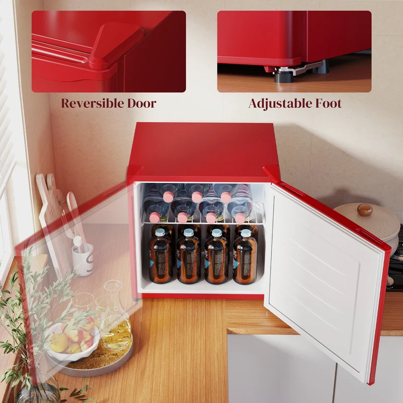 1.1 Cu Ft Countertop Mini Freezer, Compact Upright with Removable Shelves, Red