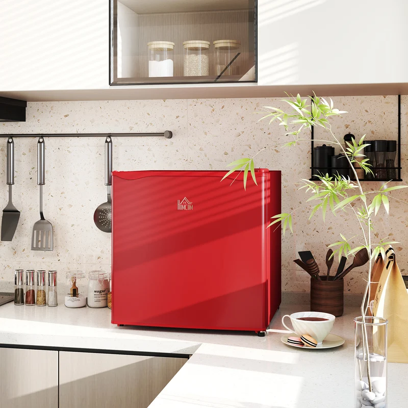 1.1 Cu Ft Countertop Mini Freezer, Compact Upright with Removable Shelves, Red