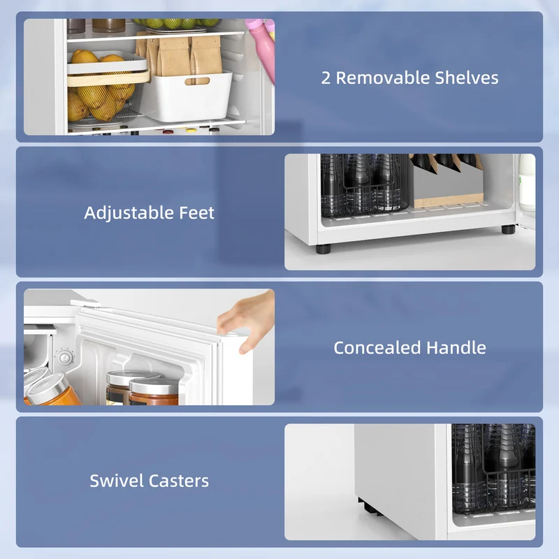 4.5 Cu.Ft Mini Fridge with Freezer, Wheels, Adjustable Thermostat & Reversible Door, White