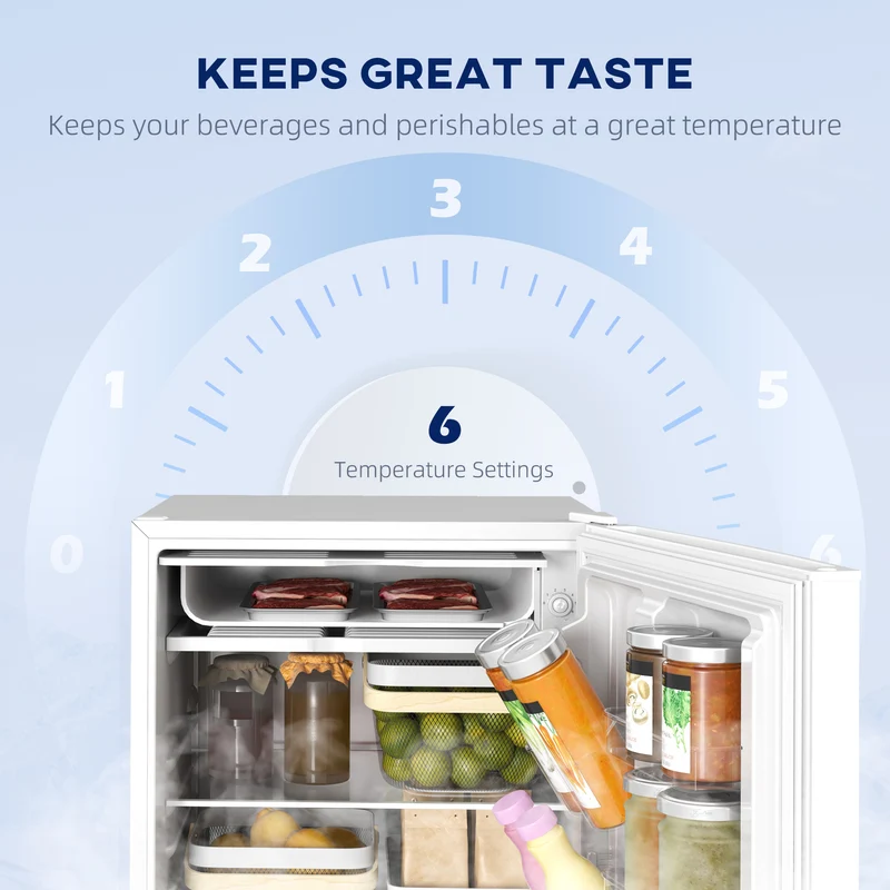 4.5 Cu.Ft Mini Fridge with Freezer, Wheels, Adjustable Thermostat & Reversible Door, White
