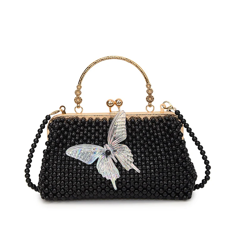Elegante Perlen Schmetterling Abend-Handtasche