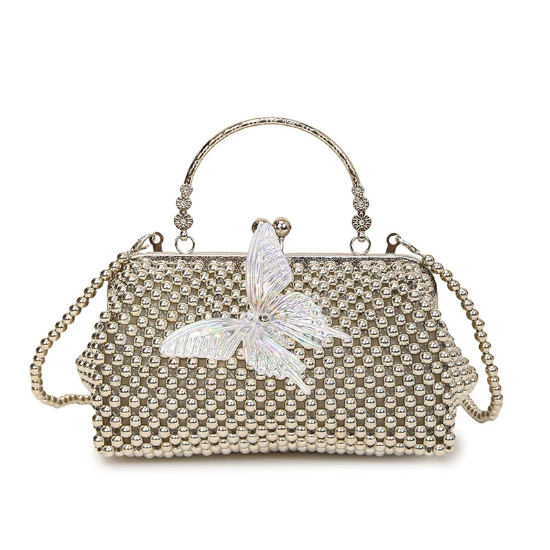 Elegante Perlen Schmetterling Abend-Handtasche