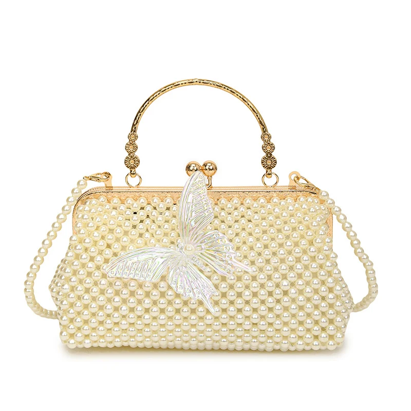 Elegante Perlen Schmetterling Abend-Handtasche