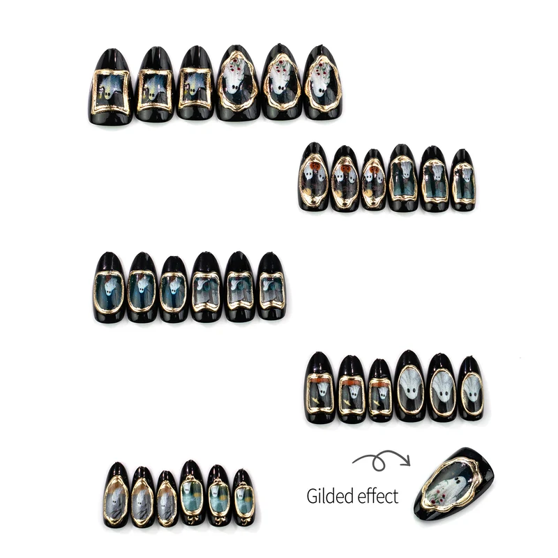 Spooky Halloween-Themen Press-On Nagelkunst Set