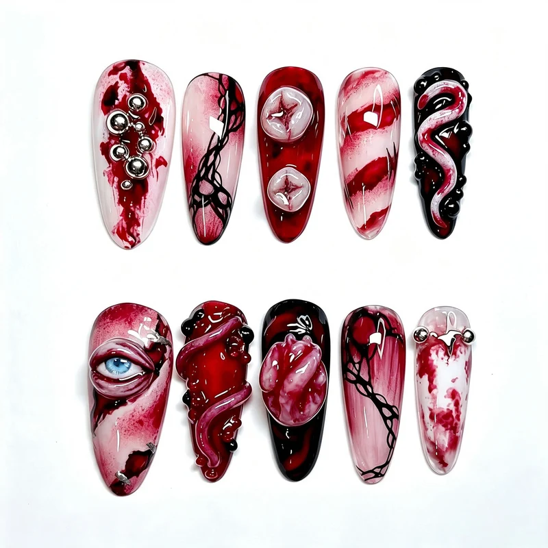 Spooky Gothic Themen Press-On Nagelkunst Set