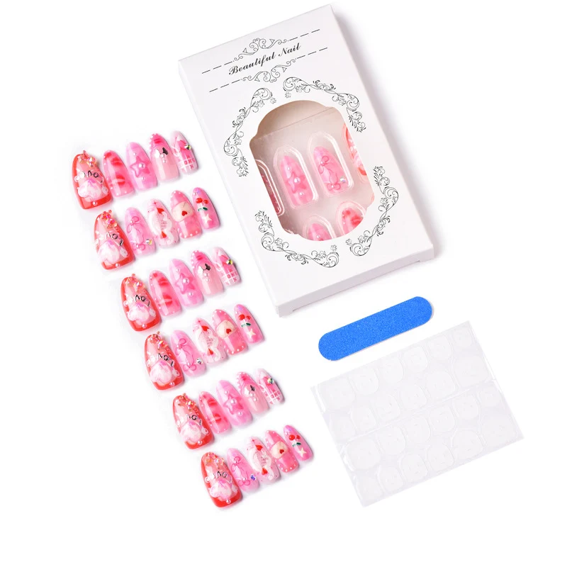 Romantisches Herz-verziertes Press-On Nagelkunst-Set