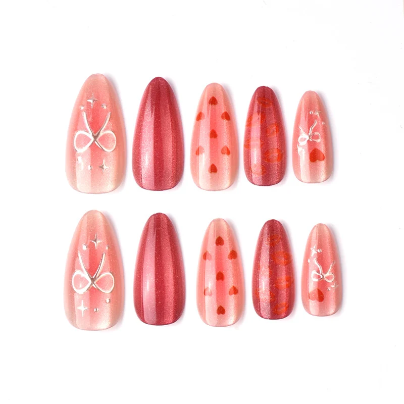 Premium Herz-Themen Press-On Nagelkunst Set