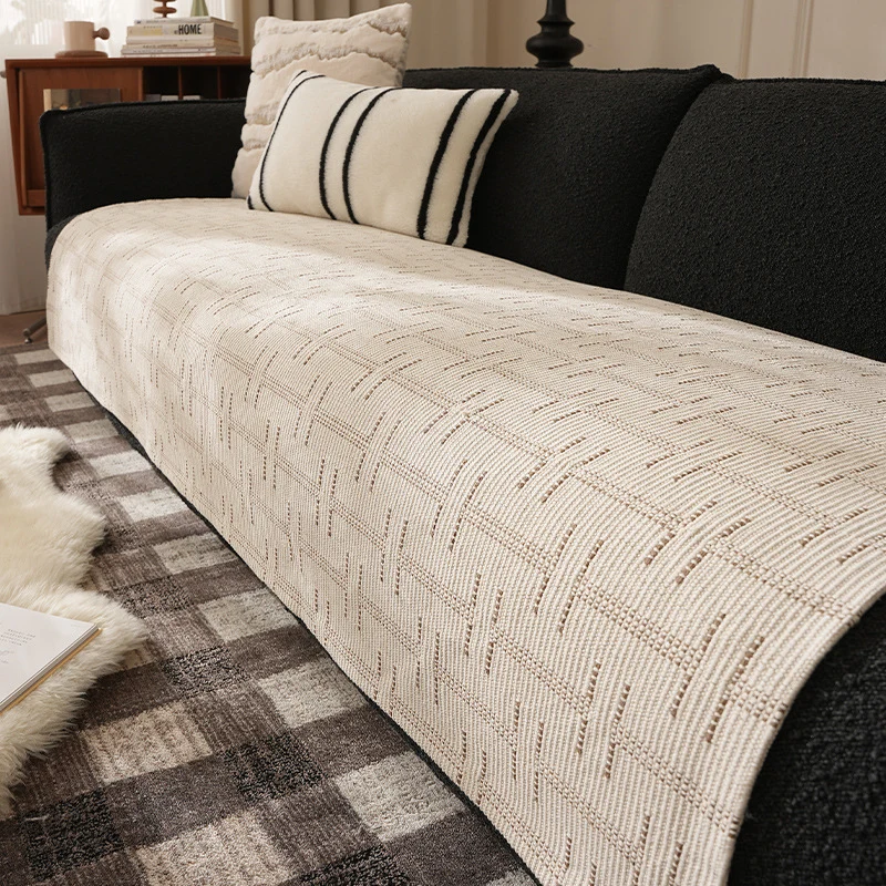 Jacquard-gewebtes Baumwoll-Küchentuch mit Karomuster und Streifenabschluss