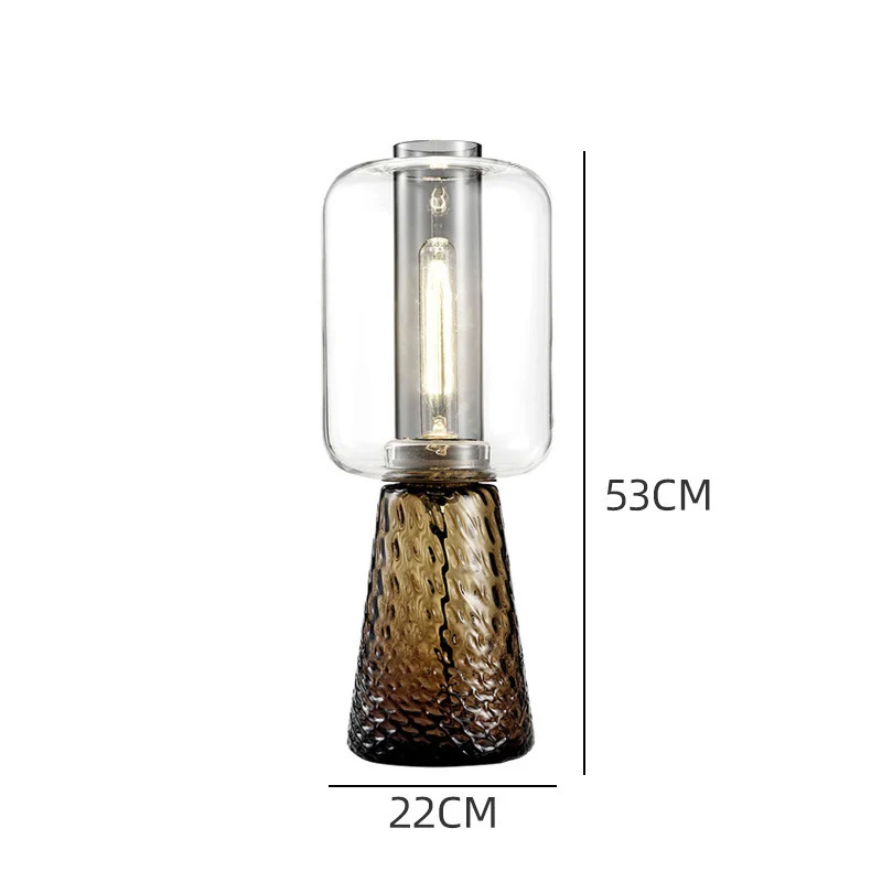 Glas Tischlampe mit strukturiertem Fuß