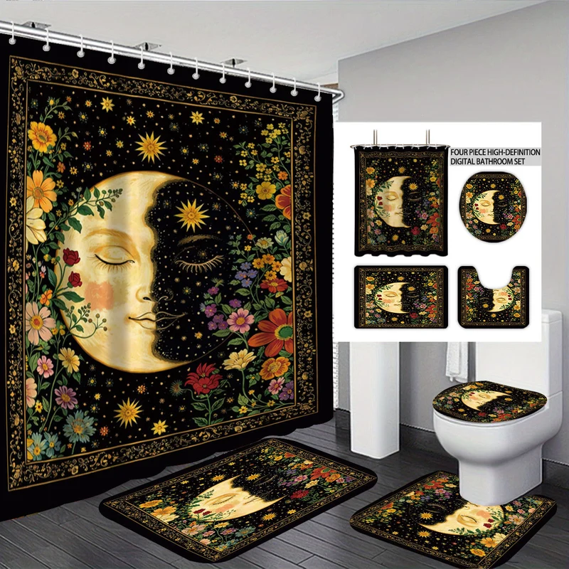 Badezimmer-Set mit künstlerischem Hochlandrind-Motiv Skanto