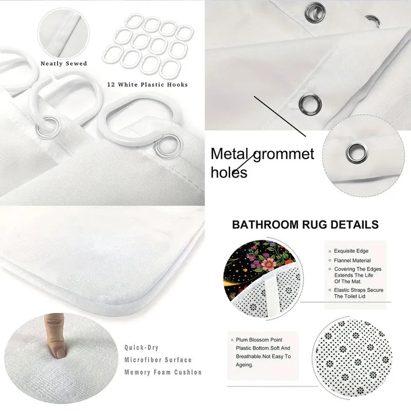 Badezimmer-Set mit künstlerischem Hochlandrind-Motiv Skanto