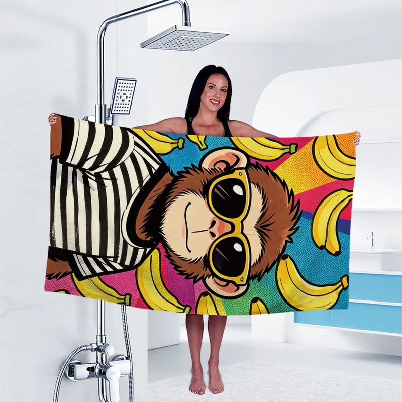 Badetuch mit künstlerischem Gorilla-Print Skanto