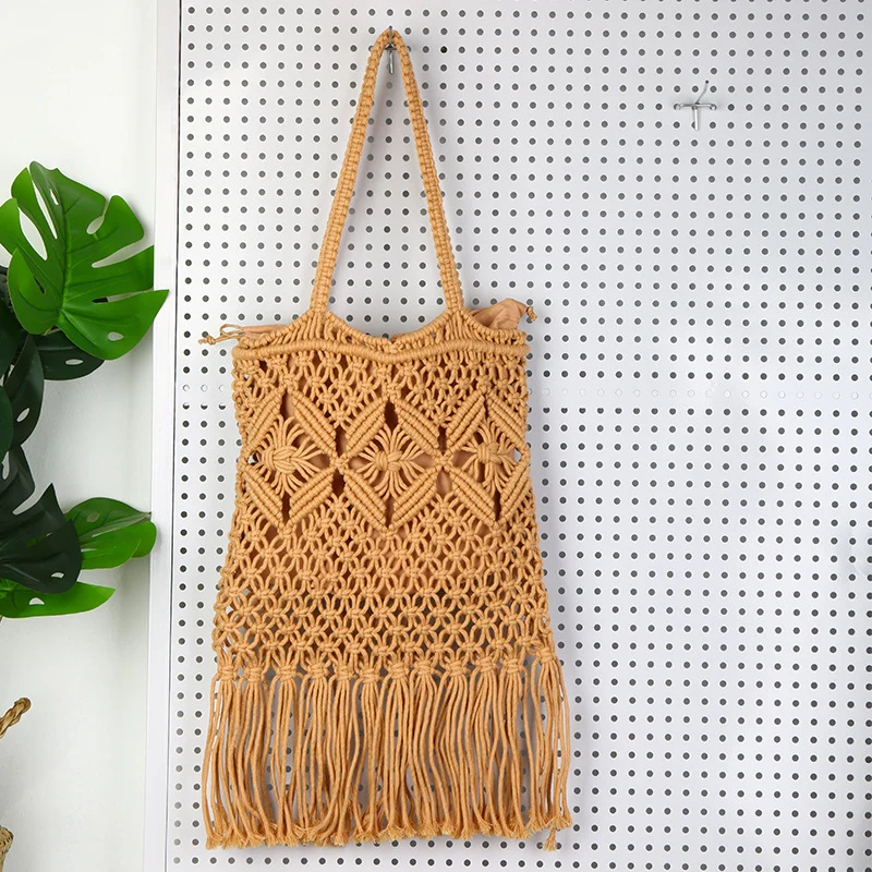 Handgemachte Makramee-Tasche mit Fransen Skanto