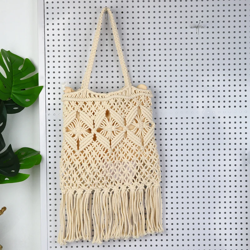 Handgemachte Makramee-Tasche mit Fransen Skanto