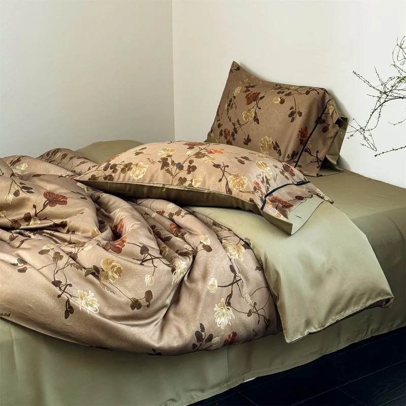 Designer-Bettwäscheset im Toile-Stil mit Volant und seidig-mattem Baumwollsatin