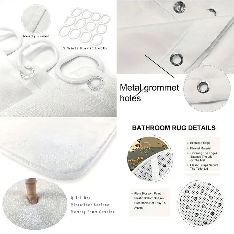 Badezimmer-Deko-Set mit künstlerischem Katzenmotiv Skanto