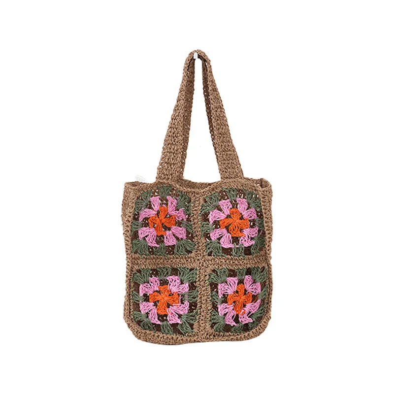 Handgemachte Häkeltasche mit Blumenmuster Skanto