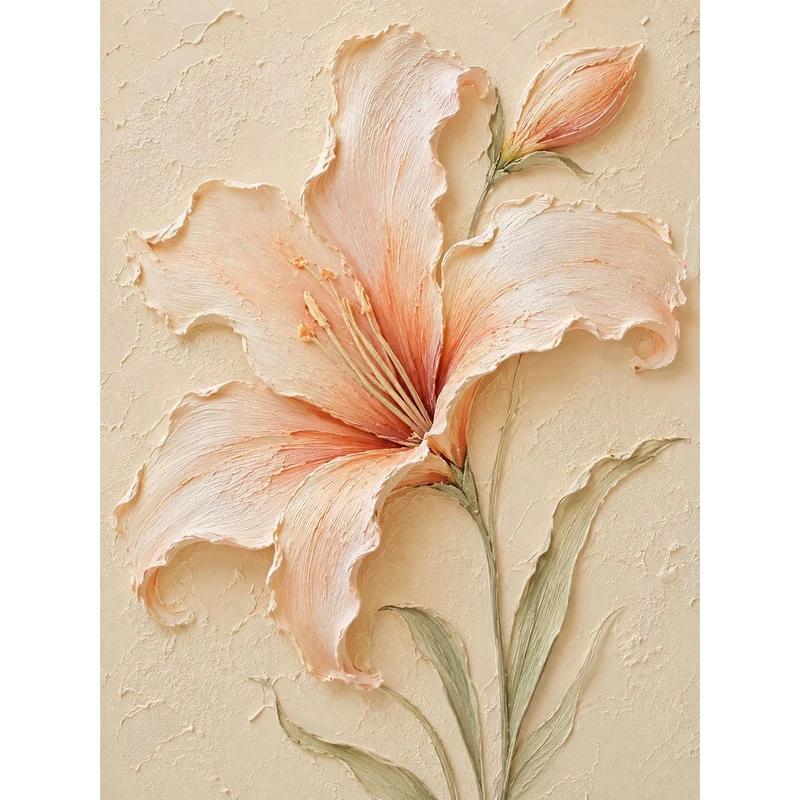 Florales Relief-texturiertes Leinwandkunstwerk