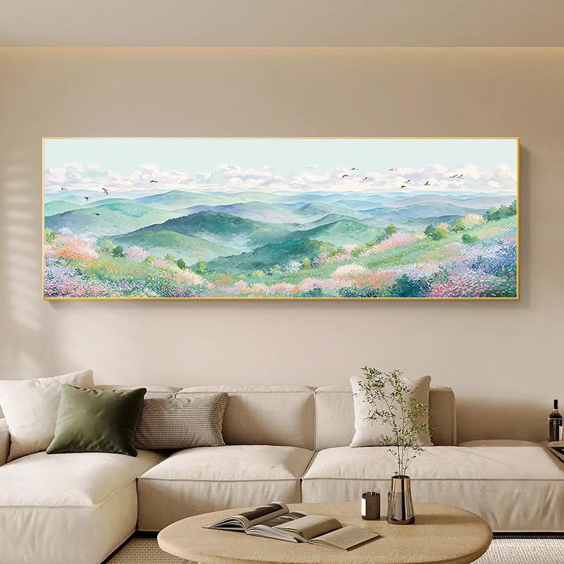 Landschaft mit Bergblick Leinwandkunstwerk