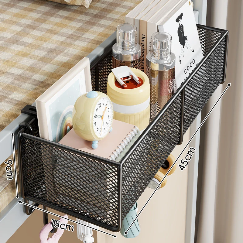 Clamp-On Bettgestell Hängende Netz-Organizer-Basket mit Schienenmontage und vielseitiger Aufbewahrung