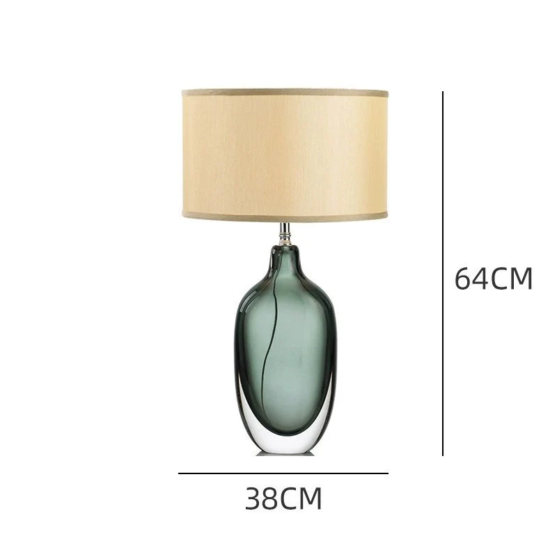 Elegante Glas Tischlampe mit natürlichem Stoffschirm