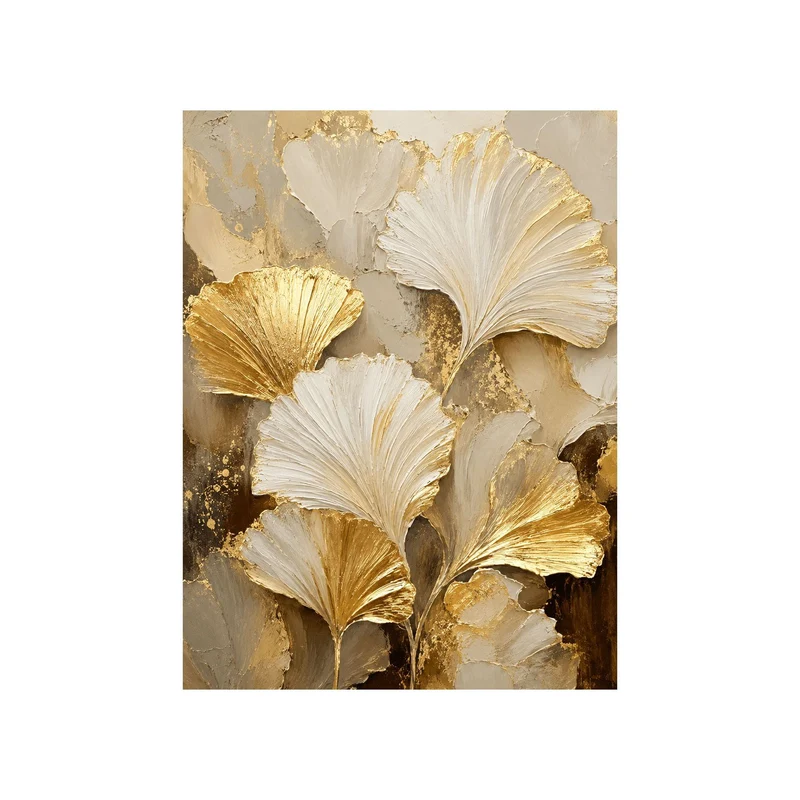 Texturiertes Ginkgo-Blatt-Leinwandkunst