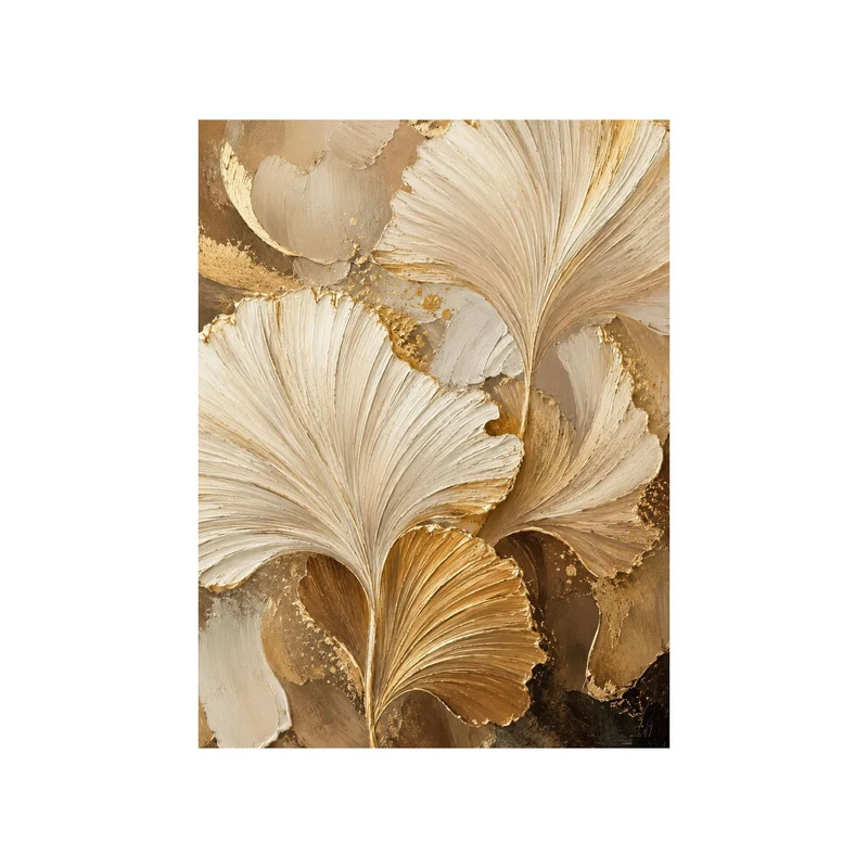 Texturiertes Ginkgo-Blatt-Leinwandkunst