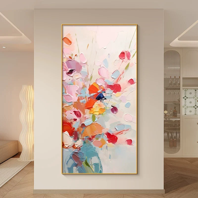 Künstlerisches strukturiertes florales Leinwandkunstwerk für Innenräume