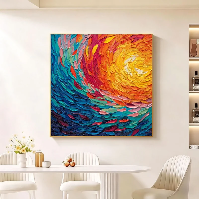 Texturiertes farbenfrohes Leinwand Wandkunst für Innenräume