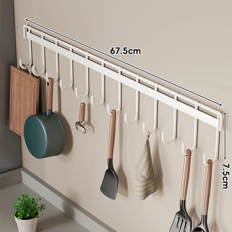 Wandmontierte Mehrfachhaken Küchenutensilien und Pfannenhalter Rack