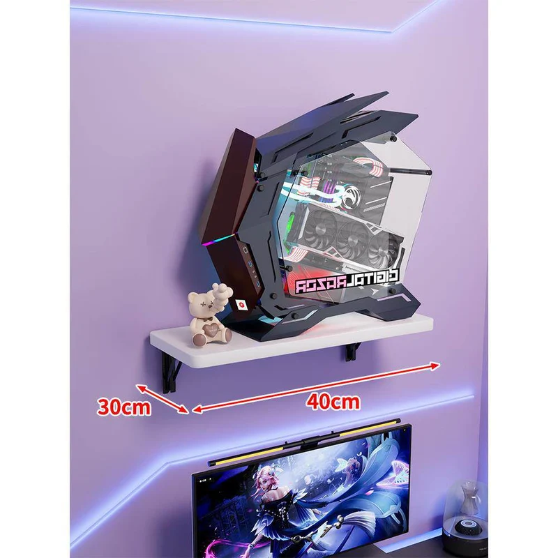 Wandmontage-Schwimmregal für Mid-Tower-Gaming-PC mit verstärkten Halterungen