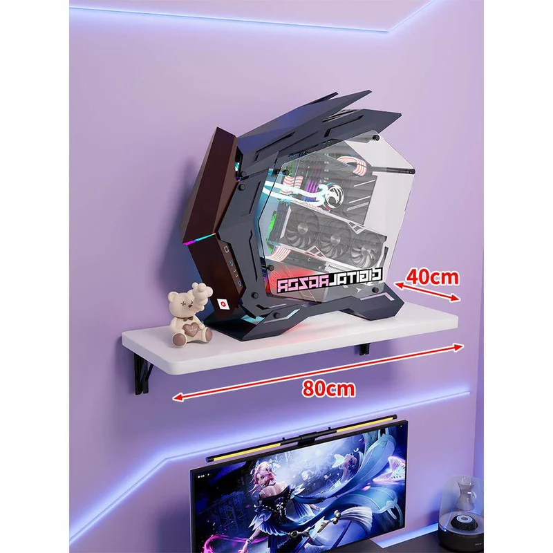 Wandmontage-Schwimmregal für Mid-Tower-Gaming-PC mit verstärkten Halterungen