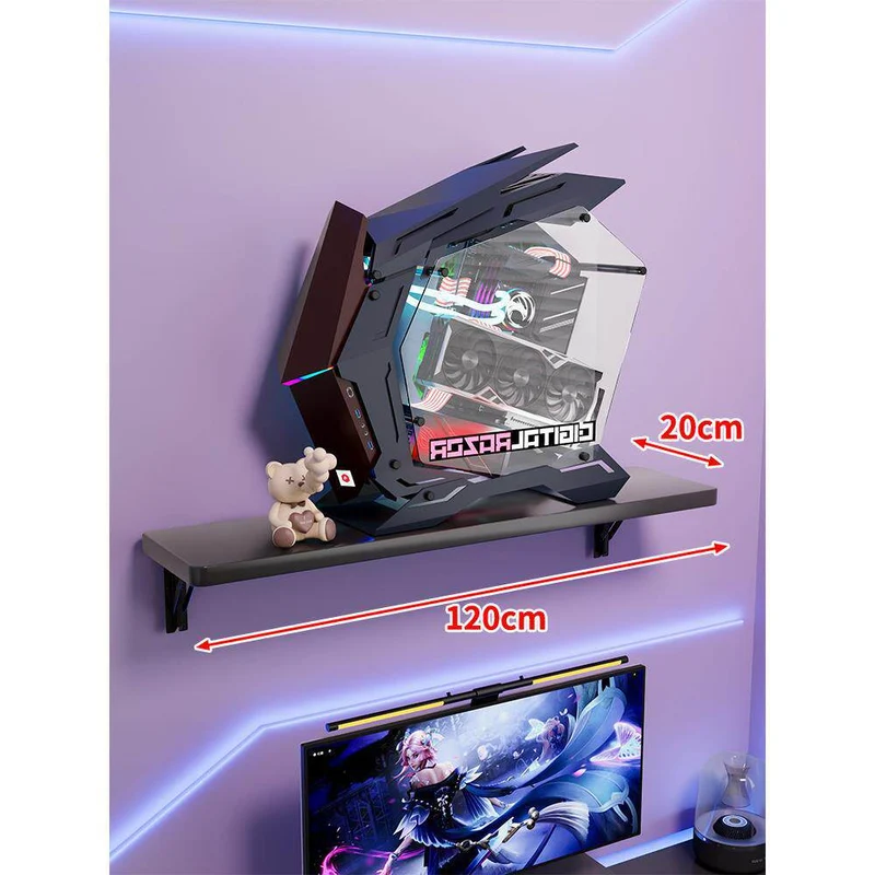 Wandmontage-Schwimmregal für Mid-Tower-Gaming-PC mit verstärkten Halterungen