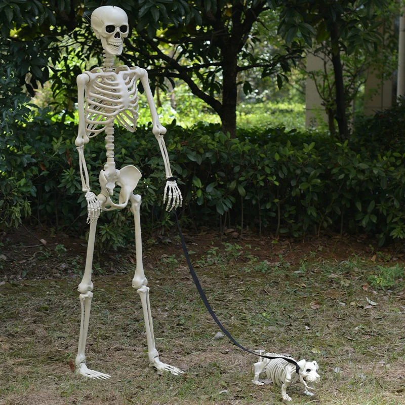 Dekoratives Skelett Hund und Mensch Figurenset Brehn